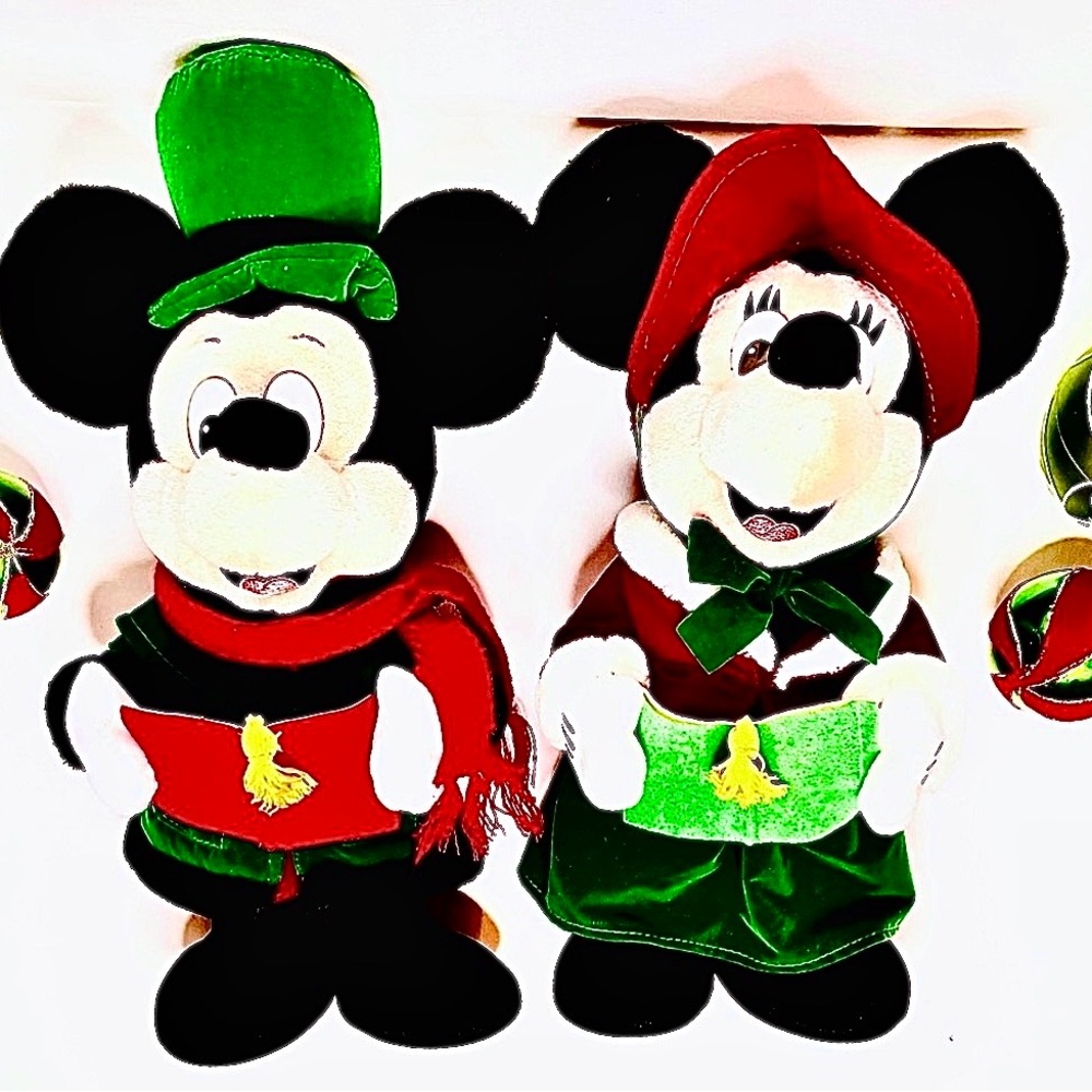 Disney Minnie & Mickey Mouse Plush Standing Carolers 17” Like New! - Picture 4 of 13